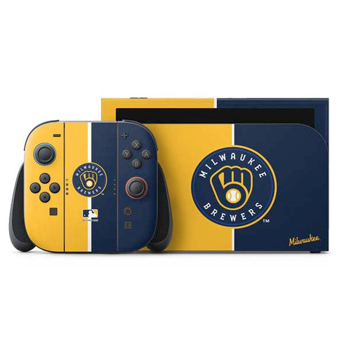 MLB Milwaukee Brewers Split Nintendo Switch 2 (2025) with Joy-Con Skin