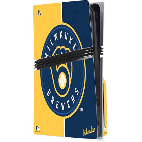 MLB Milwaukee Brewers Split PS5 Pro Disk Console Skin