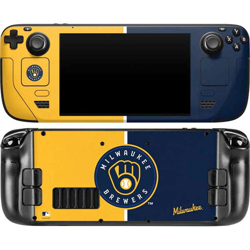 MLB Milwaukee Brewers Split Steam Deck Handheld Gaming Computer OLED Skin