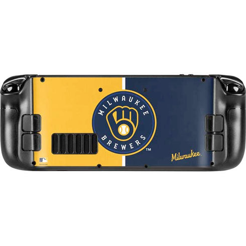 MLB Milwaukee Brewers Split Steam Deck Handheld Gaming Computer OLED Skin