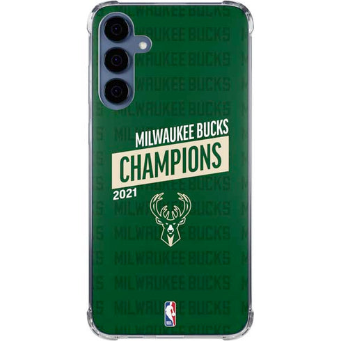 NBA Milwaukee Bucks 2021 Champions Galaxy A55 5G Clear Case
