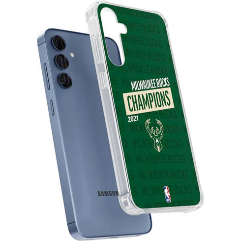 NBA Milwaukee Bucks 2021 Champions Galaxy A55 5G Clear Case