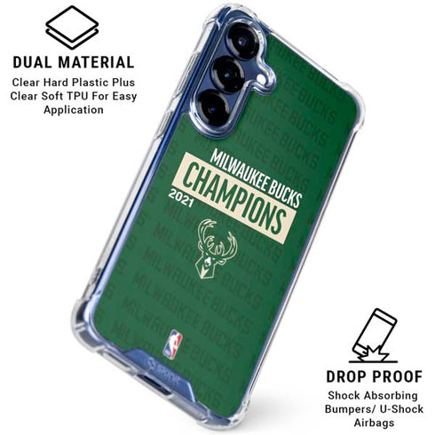 NBA Milwaukee Bucks 2021 Champions Galaxy S25 Plus Clear Case