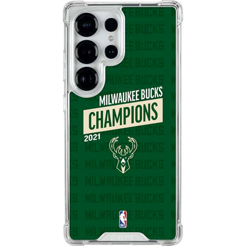NBA Milwaukee Bucks 2021 Champions Galaxy S25 Ultra Clear Case