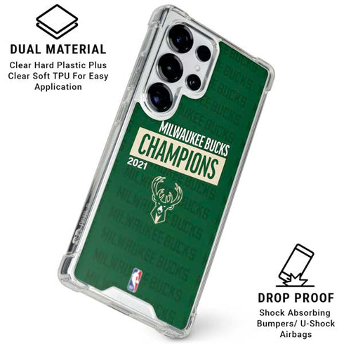 NBA Milwaukee Bucks 2021 Champions Galaxy S25 Ultra Clear Case