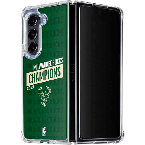 NBA Milwaukee Bucks 2021 Champions Galaxy Z Fold5 5G Clear Case
