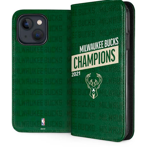 NBA Milwaukee Bucks 2021 Champions iPhone 15 Folio Case