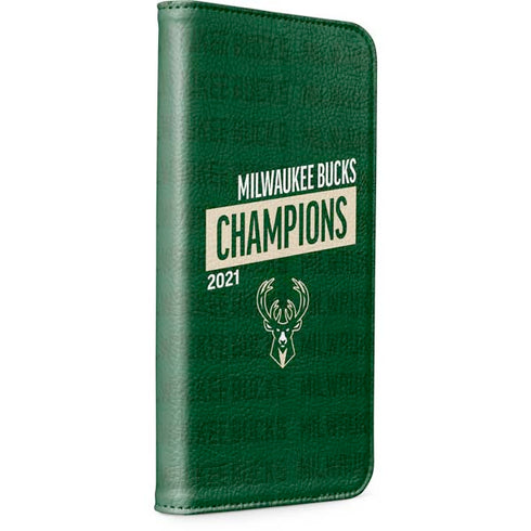 NBA Milwaukee Bucks 2021 Champions iPhone 15 Plus Folio Case