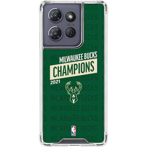 NBA Milwaukee Bucks 2021 Champions Moto G 5G (2025) Clear Case