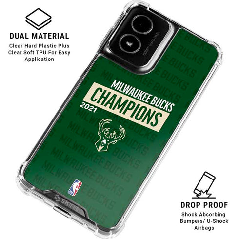NBA Milwaukee Bucks 2021 Champions Moto G Power 5G (2024) Clear Case