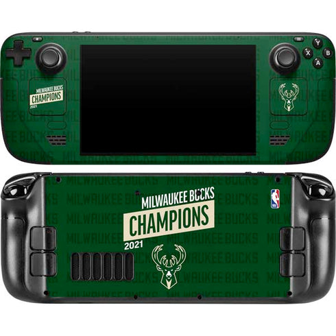 NBA Milwaukee Bucks 2021 Champions Steam Deck Handheld Gaming Computer OLED Skin