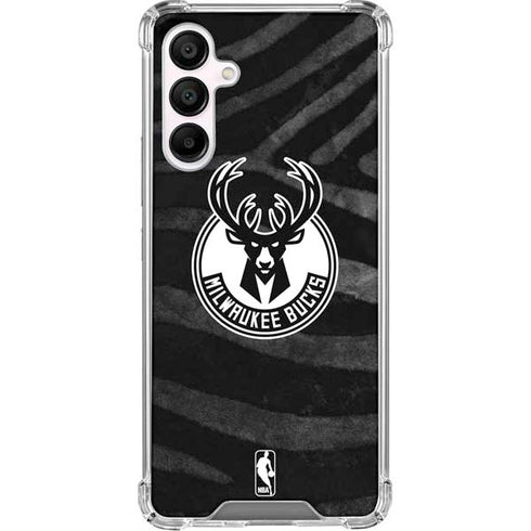NBA Milwaukee Bucks Animal Print Black Galaxy A16 5G Clear Case