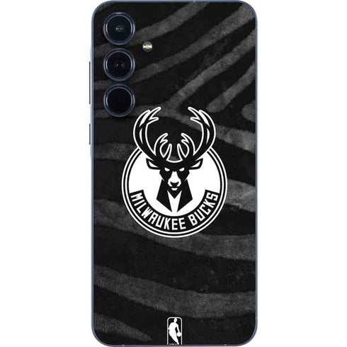 NBA Milwaukee Bucks Animal Print Black Galaxy A55 5G Skin