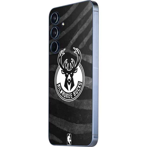 NBA Milwaukee Bucks Animal Print Black Galaxy A55 5G Skin