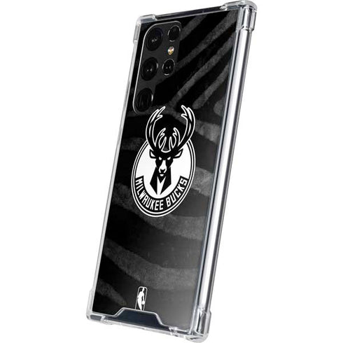 NBA Milwaukee Bucks Animal Print Black Galaxy S22 Ultra Clear Case