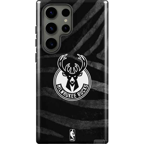 NBA Milwaukee Bucks Animal Print Black Galaxy S23 Ultra Pro Case
