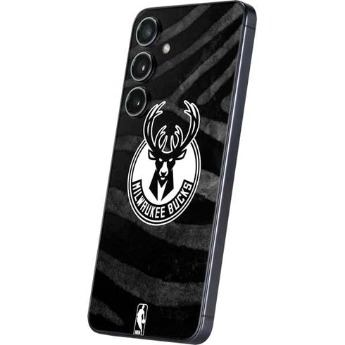 NBA Milwaukee Bucks Animal Print Black Galaxy S24 Plus Skin