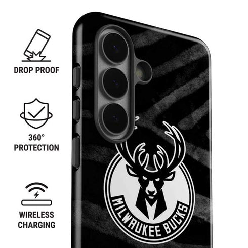 NBA Milwaukee Bucks Animal Print Black Galaxy S26 Impact Case