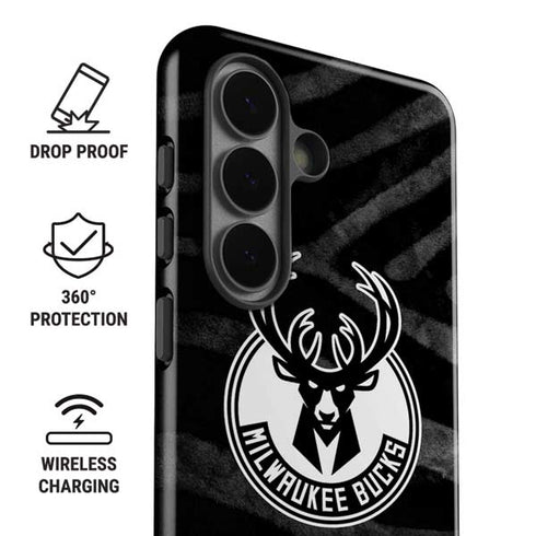 NBA Milwaukee Bucks Animal Print Black Galaxy S26 Plus Impact Case