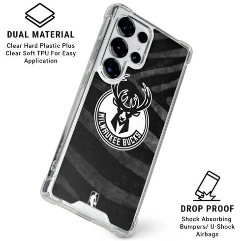 NBA Milwaukee Bucks Animal Print Black Galaxy S26 Ultra Clear Case