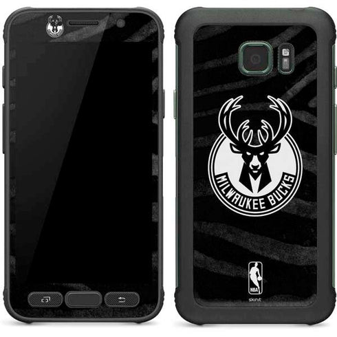NBA Milwaukee Bucks Animal Print Black Galaxy S7 Active Skin