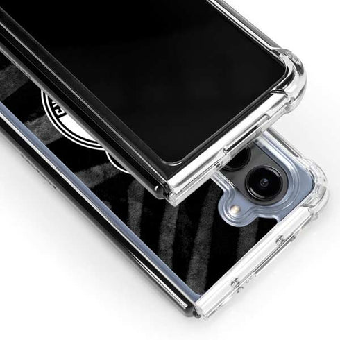 NBA Milwaukee Bucks Animal Print Black Galaxy Z Fold5 5G Clear Case