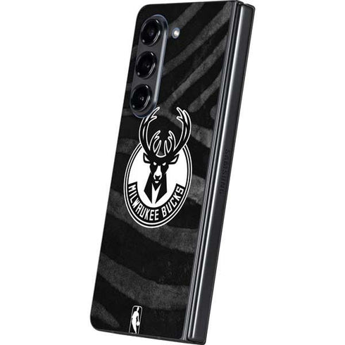 NBA Milwaukee Bucks Animal Print Black Galaxy Z Fold5 5G Skin