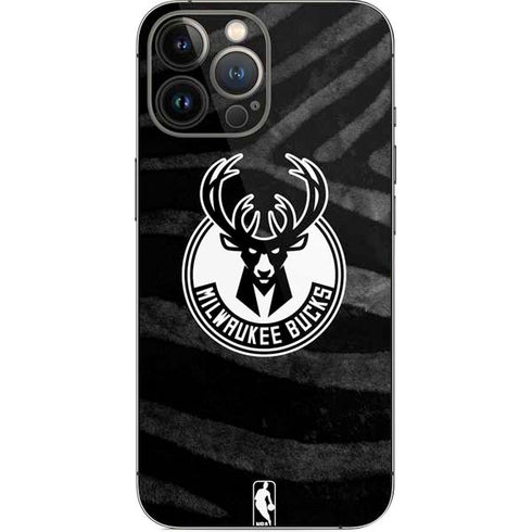 NBA Milwaukee Bucks Animal Print Black iPhone 15 Pro Max Skin