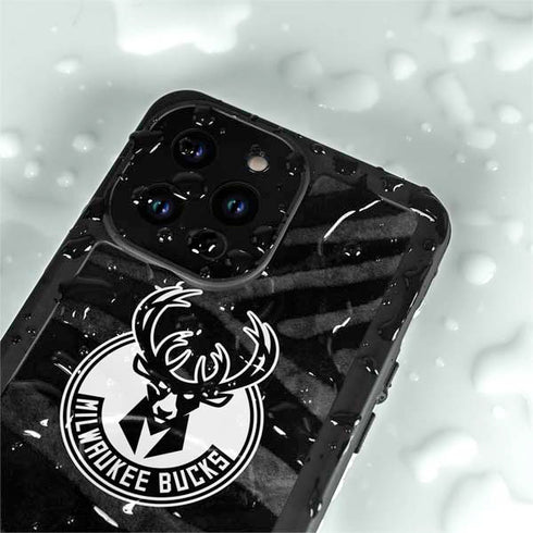 NBA Milwaukee Bucks Animal Print Black iPhone 15 Pro Waterproof Case