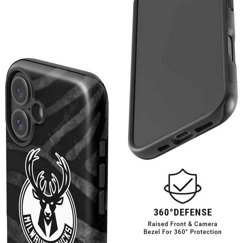NBA Milwaukee Bucks Animal Print Black iPhone 16 Plus Magsafe Impact Case