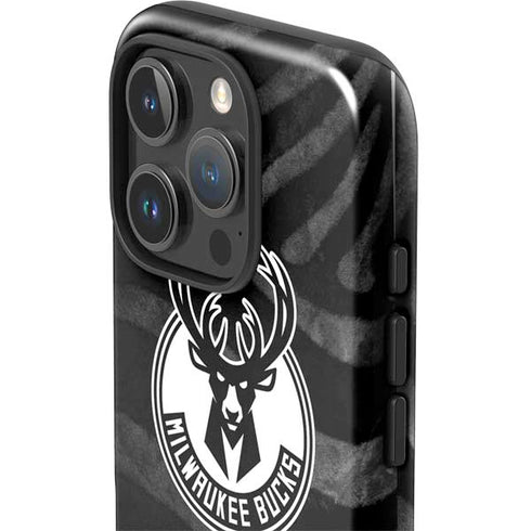 NBA Milwaukee Bucks Animal Print Black iPhone 16 Pro Impact Case