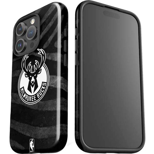 NBA Milwaukee Bucks Animal Print Black iPhone 16 Pro Impact Case