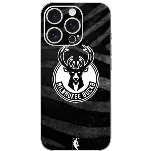 NBA Milwaukee Bucks Animal Print Black iPhone 16 Pro Skin