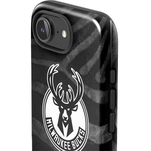 NBA Milwaukee Bucks Animal Print Black iPhone 16e Impact Case