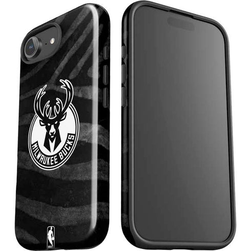NBA Milwaukee Bucks Animal Print Black iPhone 16e Impact Case