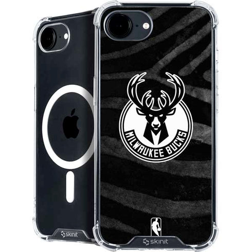 NBA Milwaukee Bucks Animal Print Black iPhone 16e MagSafe Case