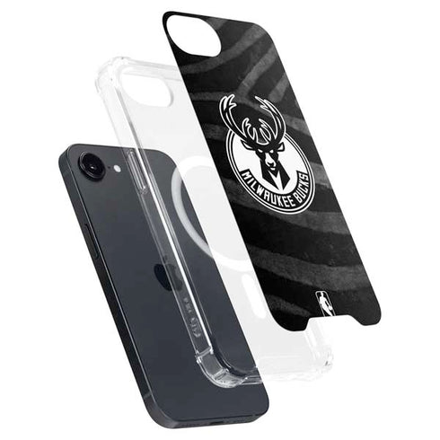 NBA Milwaukee Bucks Animal Print Black iPhone 16e MagSafe Case