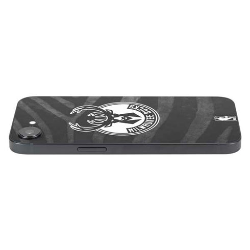 NBA Milwaukee Bucks Animal Print Black iPhone 16e Skin