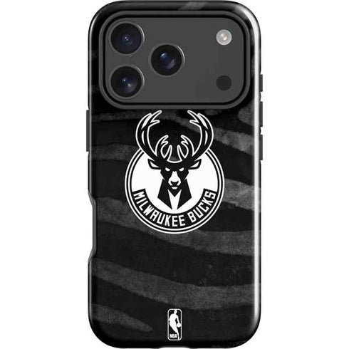 NBA Milwaukee Bucks Animal Print Black iPhone 18 Pro Impact Case
