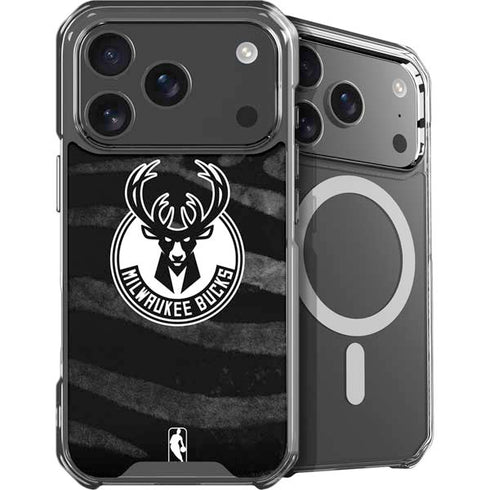 NBA Milwaukee Bucks Animal Print Black iPhone 18 Pro MagSafe Case