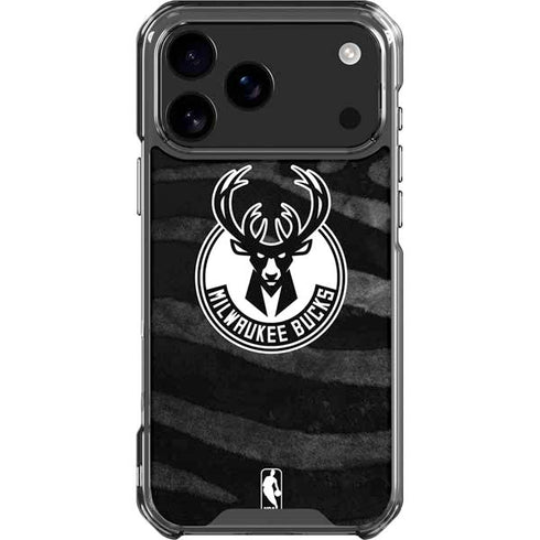 NBA Milwaukee Bucks Animal Print Black iPhone 18 Pro Max Clear Case