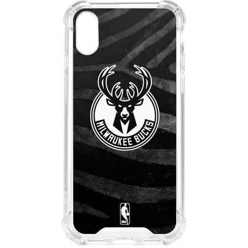 NBA Milwaukee Bucks Animal Print Black iPhone XS Clear Case
