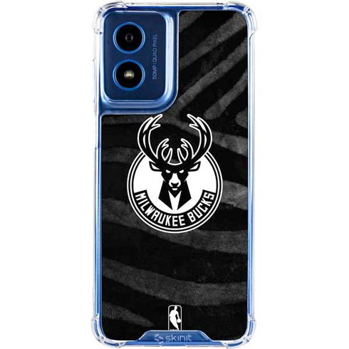 NBA Milwaukee Bucks Animal Print Black Moto G 5G (2024) Clear Case