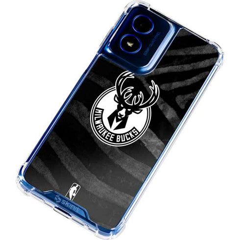 NBA Milwaukee Bucks Animal Print Black Moto G 5G (2024) Clear Case