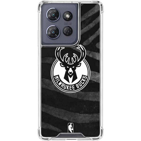 NBA Milwaukee Bucks Animal Print Black Moto G Play 5G (2025) Clear Case