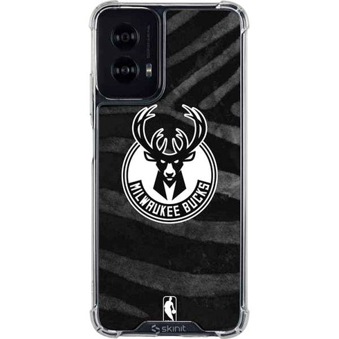 NBA Milwaukee Bucks Animal Print Black Moto G Power 5G (2024) Clear Case