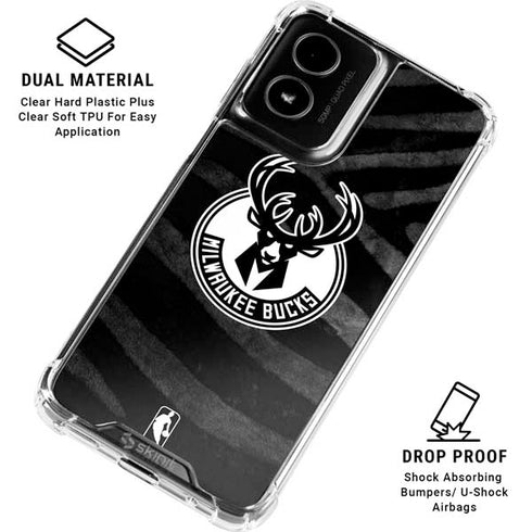 NBA Milwaukee Bucks Animal Print Black Moto G Power 5G (2024) Clear Case