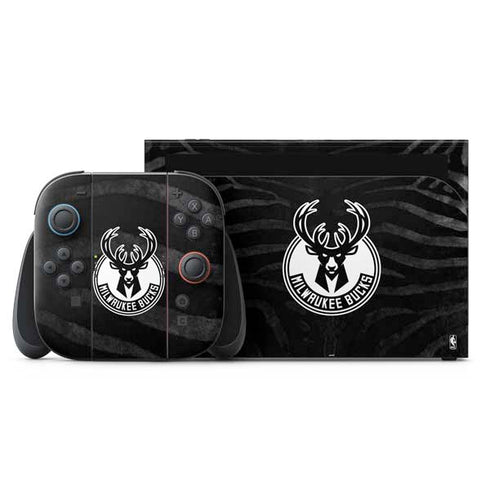 NBA Milwaukee Bucks Animal Print Black Nintendo Switch 2 (2025) with Joy-Con Skin