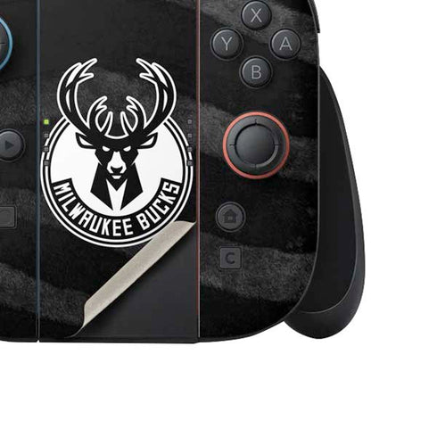 NBA Milwaukee Bucks Animal Print Black Nintendo Switch 2 (2025) Joy-Con Controller Skin