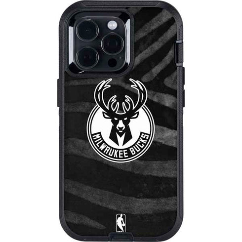 NBA Milwaukee Bucks Animal Print Black Otterbox Defender iPhone Skin